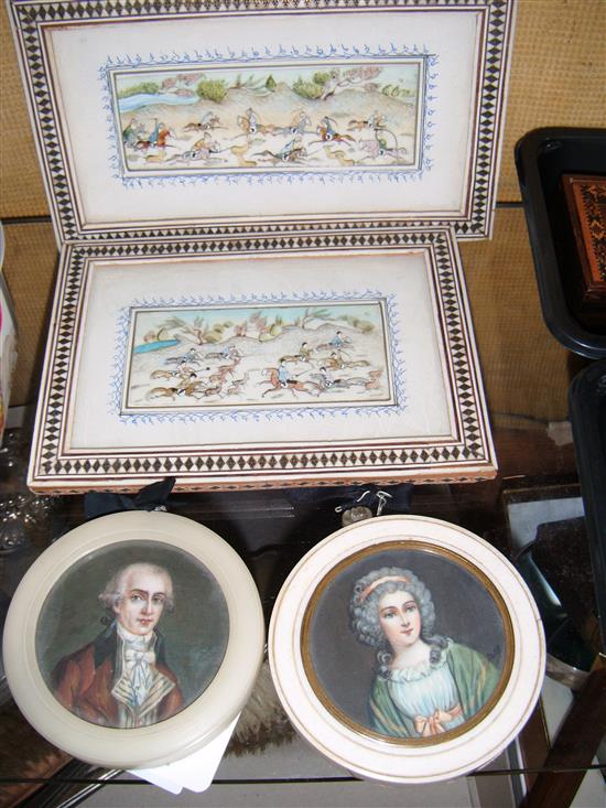 Four ivory framed miniatures